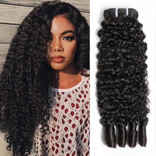 Burmese Curly Bundles Human Hair 14 Inch 3C4A Water Wave Bundles Quick Weave with Spiral Curly End 100% Unprocessed Kinky Curly Human Bundles in Hair Extensions Natural Black