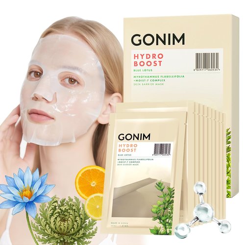 GONIM Korean Face Mask - Hydrating Sheet Masks with Hyaluronic Acid & Vitamin C | 10 Sheets