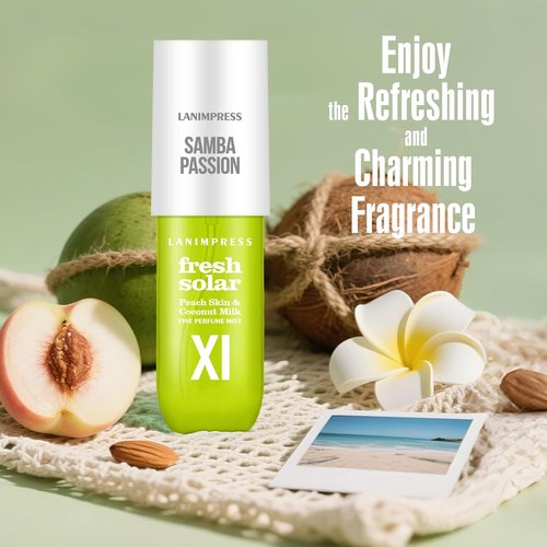 Regine Switzerland Hair Mist & Body Spray - Travel Size Eau De Parfum No.11 | Creamy Gourmand Fragrance with Peach, Coconut & Frangipani Notes