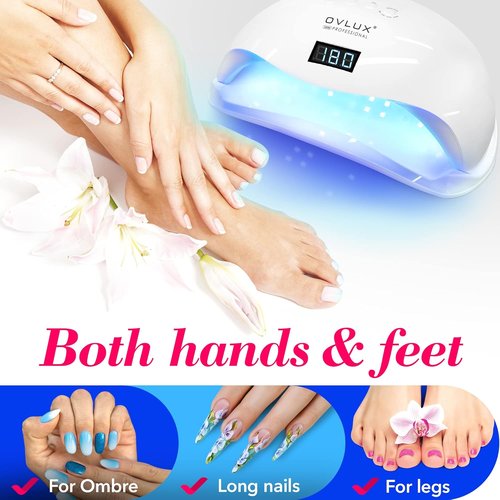 OVLUX 180W UV LED Nail Lamp - Professional Gel Nail Dryer with Auto Sensor & LCD Display, Fast Drying for All Gel Types