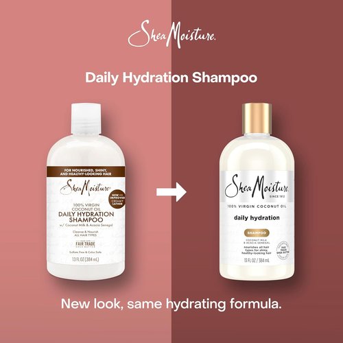 Shea Moisture Daily Hydration Shampoo - Virgin Coconut Oil, Sulfate-Free for All Hair Types | 13 oz