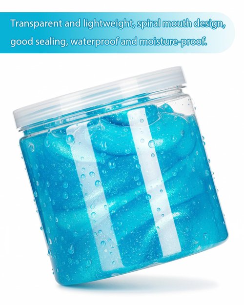Clear Plastic Storage Jars Containers,8 Pack Refillable Wide-Mouth Plastic Slime Containers for Beauty Products,Kitchen & Household Storage - BPA Free (16 OZ)