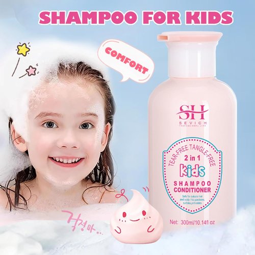 SEVICH Kids Shampoo & Conditioner 2-in-1 - Tear-Free, Hypoallergenic Formula for Sensitive Scalp | 10.14 fl oz (300ml)