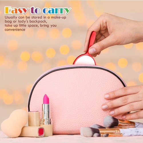 Jetec 25 Pcs Handheld Mirror with Handle, 3.94" L x 2.17" W, Small Portable Round Mirror Bulk for Kids Classroom Travel Makeup Camping Daily Gifts DIY Easter Crafts (Red, Yellow, Blue, Green, Purple)