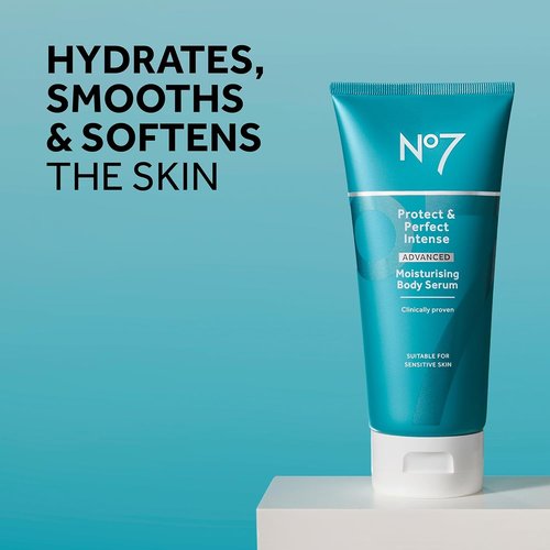 No7 Protect & Perfect Intense Advanced Body Serum - Anti-Aging Hydration with Hyaluronic Acid & Argan Oil - 6.7 oz Skin Firming Moisturizer