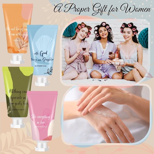 24 Pcs Easter Christian Hand Lotion Bulk Gifts for Women Bible Verse Mini Travel Hand Cream Religious Mother's Day Gift for Church Members Prayers Teachers Coworkers Homeless