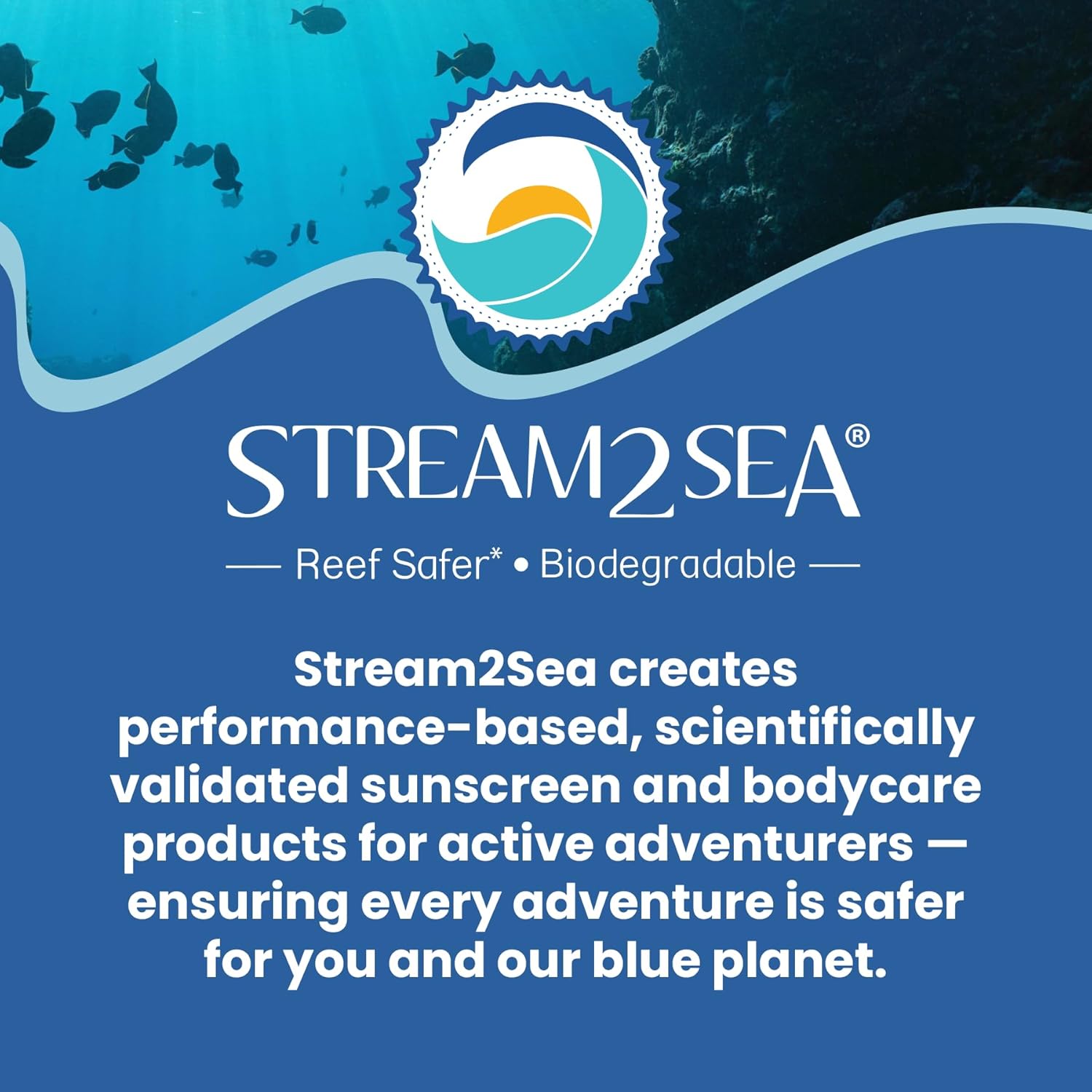 Stream2Sea SPF 45 Mineral Sunscreen - Biodegradable & Reef Safe | 2.5 Fl Oz Non-Greasy Protection for Face & Body