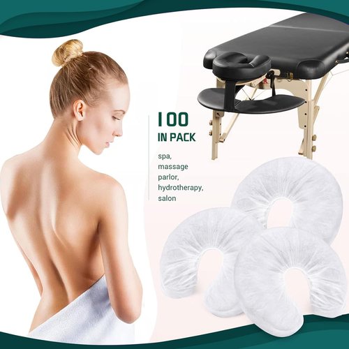 Noverlife Disposable Fitted Face Cradle Covers - Ultra Soft Non-Woven Massage Headrest | 100 PCS