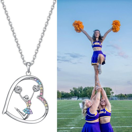 FJHAIY Cheerleader Gifts Set Including Makeup Bag, Necklace, Socks, Stickers - Cheerleading Lovers Gift for Women
