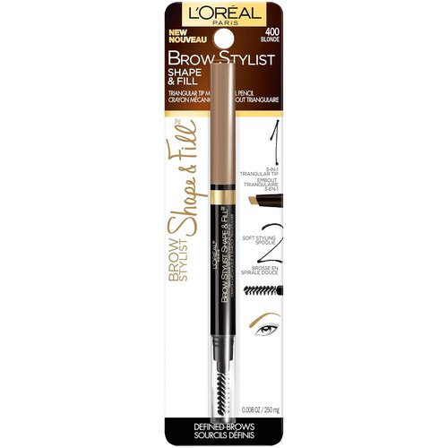 L'Oreal Paris Brow Stylist - Shape & Fill Mechanical Eyebrow Pencil, Blonde, 0.008 Oz | Perfect for Defined Brows