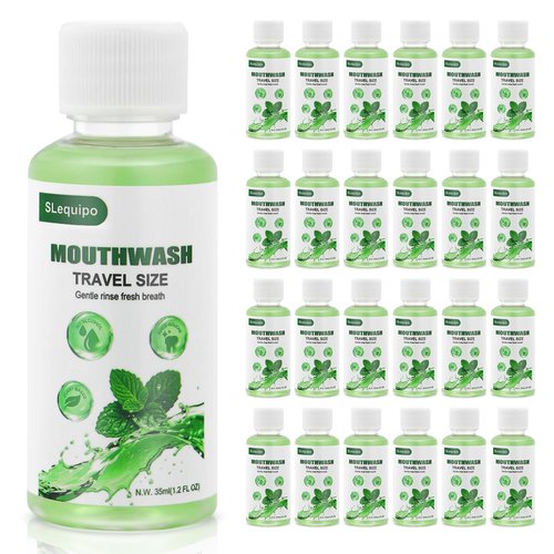 Travel Size Mouthwash Bulk Mini Fresh Mint Portable Mouthwash Individual Bottles 35ml/1.2fl oz for Travel Toiletry Kits (100)