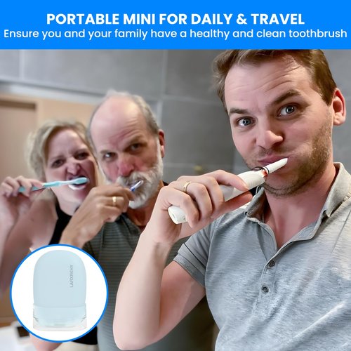 LARXREHY Toothbrush Cleaner Case - Toothbrush Covers with Holder - Portable & Rechargeable Travel Home Toothbrushes Cleaner Case - Fits All Manual or Electric ToothBrushes(Blue)