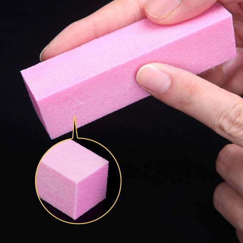 Senkary 12 Pack Nail Buffer Block 4 Sided Professional Nail File Sanding Block Buffing Blocks for Natural and Acrylic Nails (Pink)