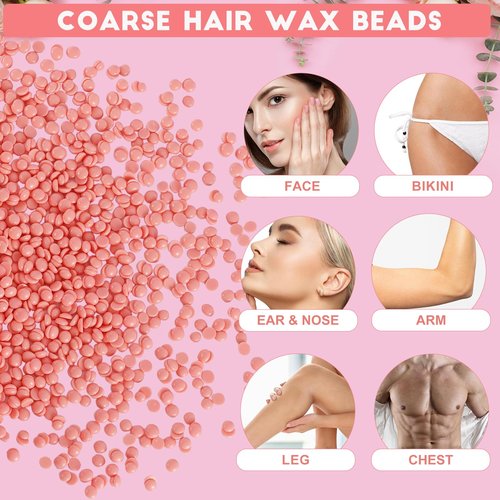 4.8lb Bulk Hard Wax Beads, Waxing Bead for Brazilian, Bikini, Body, Face, Legs, Back, Coarse Hair Removal, Scented Stripless Wax beans, Professional Salons Wax Bead Refill, 20 Wooden Sticks