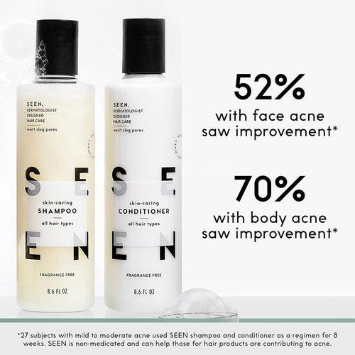 SEEN Travel Trio | Fragrance-Free Hair Care Set - Non-Comedogenic Shampoo, Conditioner & Cream - Reduces Frizz & Protects Heat