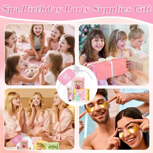 90PCS Spa Party Supplies for Girls,Spa Skincare Sets Favors Include Face Masks,Lip Mask,Skin Care For Teens 10-12,Bulk Birthday Galentines & Valentines Day Gifts,Sleepover Party Supplies for Girls