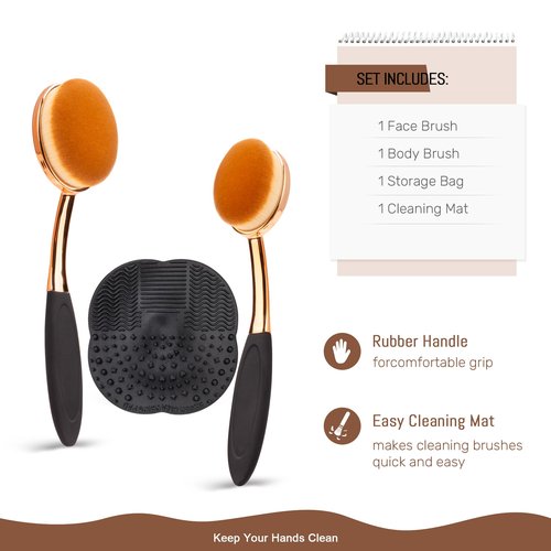 Sunscreen Applicator Set - Sunblock Brush for Kids Adults, Child-Safe for Face and Body,Sun Lotion Applicator Makeup Brush with Storage Bag & Cleaning Mat, Travel Size (3 pcs-Gold)