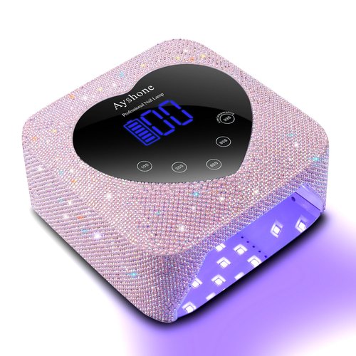 Ayshone Cordless UV LED Nail Lamp,72W Rechargeable Nail Dryer Gel Polish Light with Large LCD Display,Rechargeable Nail Curing Lamp for Salon & Home (Pearl Pink)