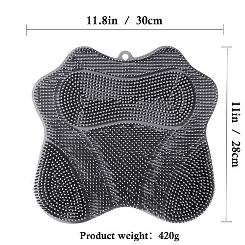 Easkite Shower Foot Scrubber, Shower Foot and Back Scrubber with Suction Cups, Shower Silicone Foot Washer for Exfoliating Massage（Grey）