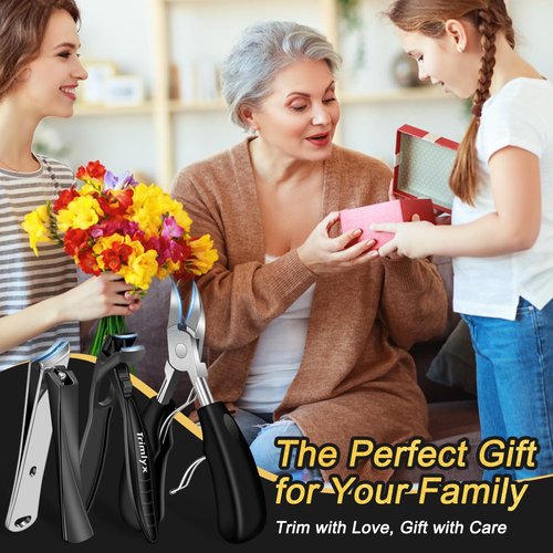 Toenail Clippers for Thick Toenails, Trimlyx Ingrown Toe Nail Clippers for Thick Nails for Seniors, Heavy Duty Nail Clippers for Men, Angled Head Large Toenail Clippers for Seniors 5Pcs