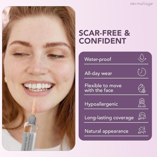 Dermaflage Scar Filler Kit - Waterproof Concealer for Deep Scars - Bronze Dark, 1 Month Supply