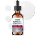Alozera Retinol Collagen Serum for Face & Neck with Stem Cells & Peptides, Anti-Aging Wrinkle Serum for Firmer, Tighter, Smoother & Renewed Skin, Fast-Absorbing & Non-Greasy, Day/Night Facial Serum