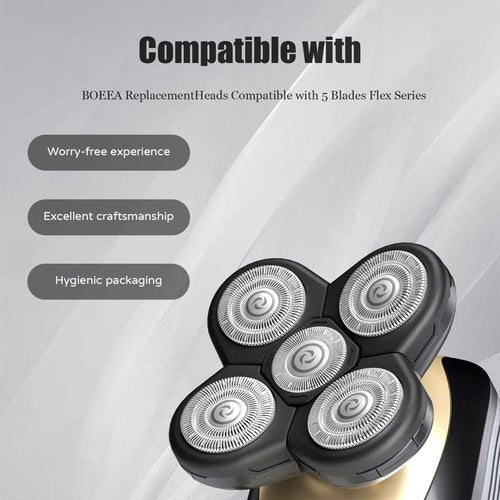 BOEEA 3 Pack Blades Refills Compatible with Freebird Shaver, 5 Blades Shaver Replacement Head for Bald Men, Electric Razor Replacement Heads for Freedom Grooming with 3 Cleaning Brush