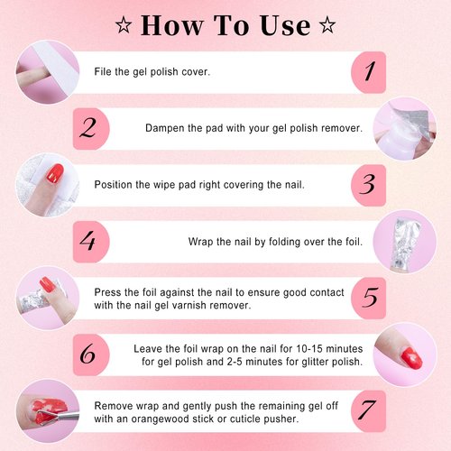 NXJ INFILILA Nail Foil - 300PCS Foil Nail Wraps Gel Nail Polish Remover Foil Wraps for Nails, Soak Off Gel Remover with Larger Cotton Pad for Removing Nail Polish at Home