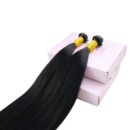 Fshine Genius Weft Real Human Hair Extensions Jet Black Sew in Human Extensions 18 Inch 50g Natural Genius Weft Hair Bundle One Piece