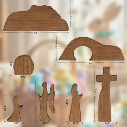 GoClimber Easter Scene Decoration - Wooden Empty Tomb & Cross Set for Religious Home Decor | Christian Gifts