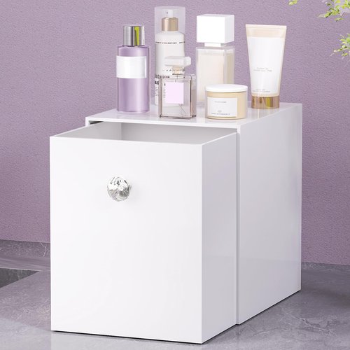 Delamu Clean Skin Club Face Towels Holder, Stackable Acrylic Organizer Compatible with Clean Skin Club Towel XL, Bathroom Vanity, Dresser Holder, Dustproof Multipurpose for Makeup, Skincare, White