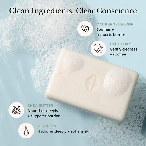 KYTE BABY Solid Body Wash Bar - Hypoallergenic, Fragrance-Free Oat & Shea Butter Soap for All Ages