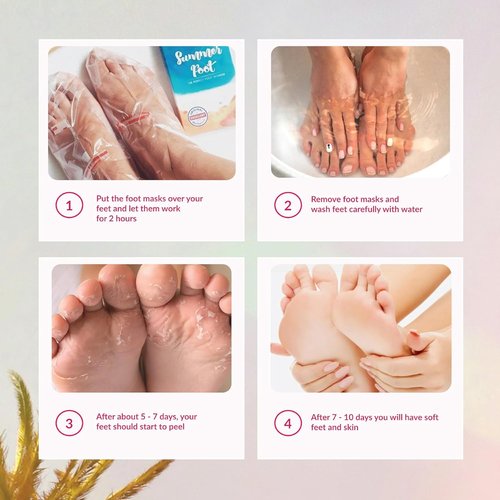Summer Foot Peeling Mask That Removes Dead Skin - Dermatologically Tested Callus Remover for Dry Cracked Feet - Exfoliating Foot Peel Mask for Baby Soft Feet - 2 Pack with Cucumber & Urea Extracts