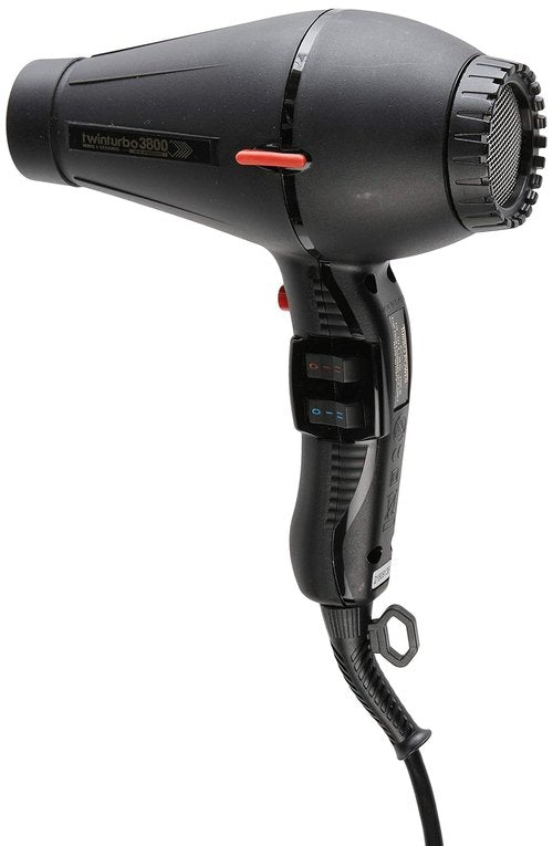Pibbs Twin Turbo 3800 Ionic & Ceramic Hair Dryer - Fast Drying, Sleek Black Finish