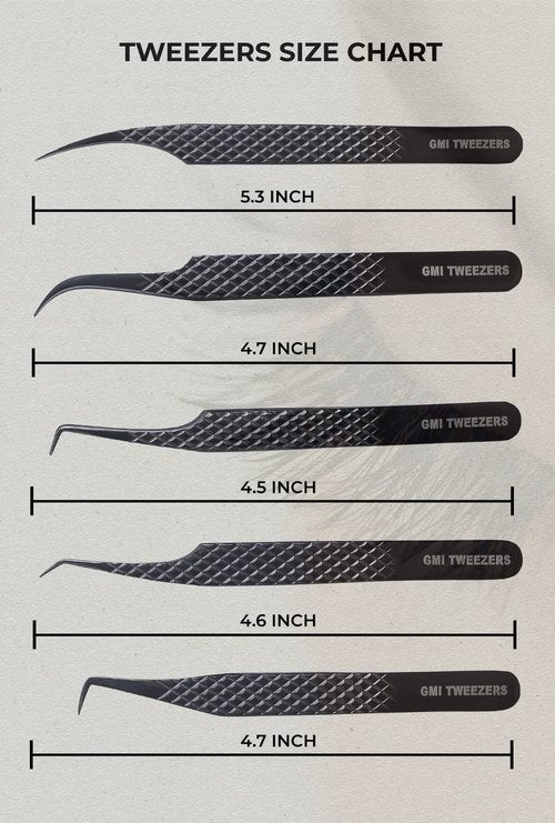 GMI TWEEZERS GMI Lash Tweezers - Set of 5 Eyelash Tweezers- Stainless Steel Eyelash Extension Tweezers - Multipurpose Lash Tweezers T2233 Tweezer
