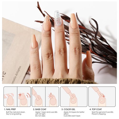 GELLEN Gel Nail Polish Set 0.27 Fl.Oz 6 Colors Cool Tone Gel Polish Brown Nude Pink Yellow Quick Dry Long Lasting Soak Off No Wipe Glossy UV Gel for Nail Manicure Art