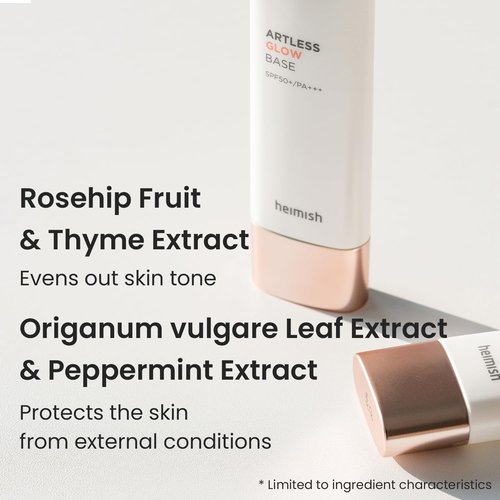 HEIMISH Artless Glow Base - Multipurpose Makeup Primer & Highlighter | Lightweight Hydrating Formula with SPF 50+ (1.35fl.oz/40ml)