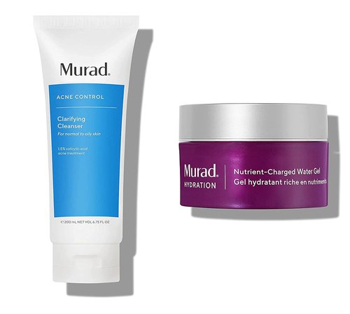 Murad Hydration Bundle - Gentle Exfoliating Cleanser & Nutrient-Charged Water Gel | 6.75 oz & 1.7 fl oz