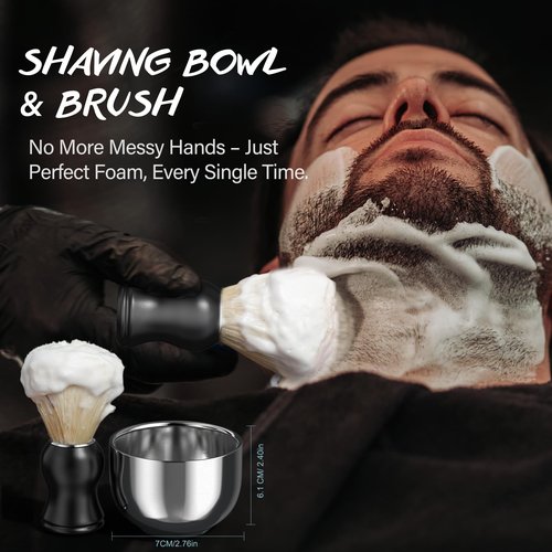 8Pcs Shaving Kit for Men Gift Basket for Christmas Birthday Father's Day Includes Pre-Shave Oil Shaving Cream After Shave Cream 10pcs Razor Blades Safety Razor Shaving Bowl Shaving Brush Beard Bib