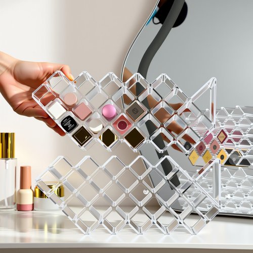 Hoolerry 4 Pack Acrylic Lipstick Holder Organizer 112 Slots Clear Lip Gloss Holder Organizers Stackable Lipsticks Tower Lipstick Case Display Stand Storage Box for Makeup Cosmetic Vanity (Trapezoid)