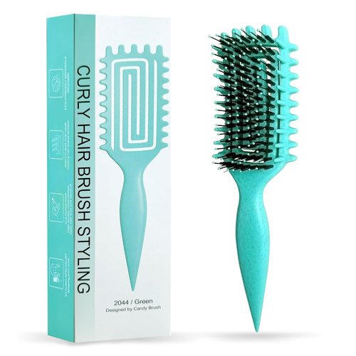 Skiennix Curl Defining Brush - Lightweight Curly Hair Brush for All Hair Types | Green