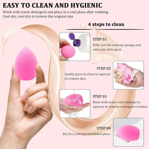 Skiennix 12-Piece Makeup Sponge Set - Latex-Free Flawless Soft Face Puffs for Powder & Liquid Makeup