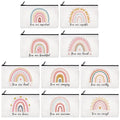 Reginary 20 Pcs Makeup Bags Bulk for Women Rainbow Canvas Cosmetic Bag Inspirational Roomy Makeup Bags with Zipper Pouch Travel Toiletry Bag for Christmas Birthday Appreciation(Rainbow)