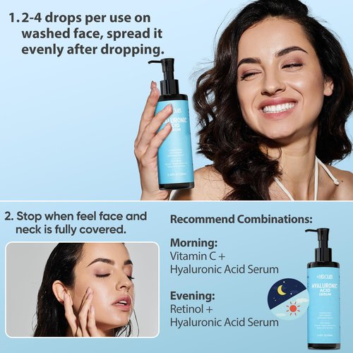 +1Herolabs Hyaluronic Acid Serum for Face with Vitamin B5, C, E & Niacinamide, Hydrating & Plumping Face Serum for Sensitive Skin, Fragrance-Free 8.45 Fl Oz