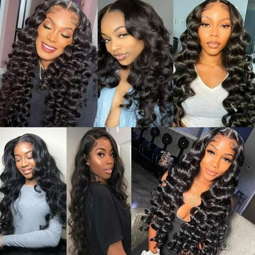 Ladiaryf Loose Wave Bundles Human Hair Brazilian Virgin Human Hair Loose Wave Natural Black Color Can Be Dyed and Styled Total 300g (natural black color, 10 10 10 Inch)