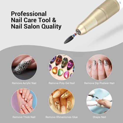 MelodySusie Ceramic Nail Drill Bit, 3/32'' (2.35mm) Professional Acrylic Nail File Flame Drill Bit for Manicure Pedicure Cuticle Gel Nail Polishing, Beginners Bits, Black, Series Bit-S, Coarse