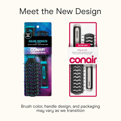 Conair Grip & Lift Vent Hairbrush Set - Full & Mid-Size Nylon Bristle Brushes for Blowout Styling