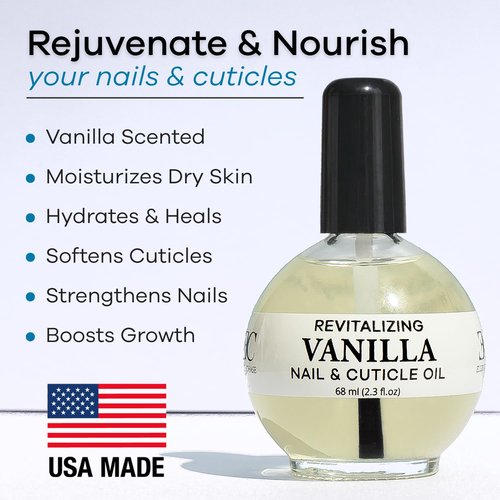 Ellie Chase Moisturizing Cuticle & Nail Care Oil - Vanilla Scented, 2.3 Fl Oz | Jojoba, Aloe & Vitamin E Infusion for Hydration & Strength