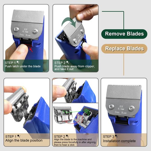 2 Packs Model #64160 Professional Detachable Replacement Stainless-Steel Blades,Cut Length 1/150"(0.1mm),compatible with Andis Ultraedge Outliner Blade/oster Classic 76/Star-Teq/Power-Teq/A5 Clipper