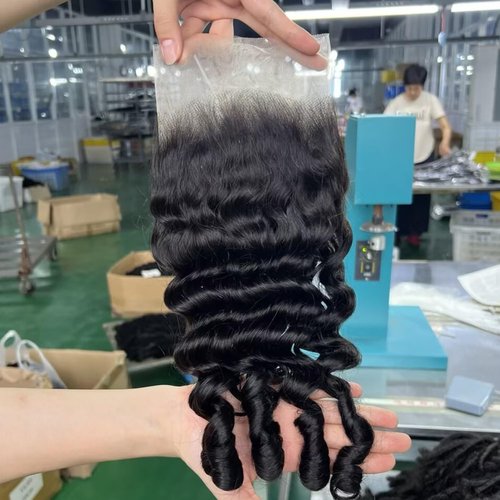 Lemoda 5x5 HD Lace Closure Burmese Loose Deep Wave Curly HD Transparent Lace Frontal Closure 14Inch 100% Virgin Human Hair Lace Frontal Closure Free Part Natural Black